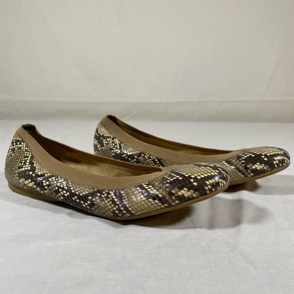 Stewart Weitzman Python Leather 9 1/2 Womens Ballet Flats Snake Print - Picture 2 of 9